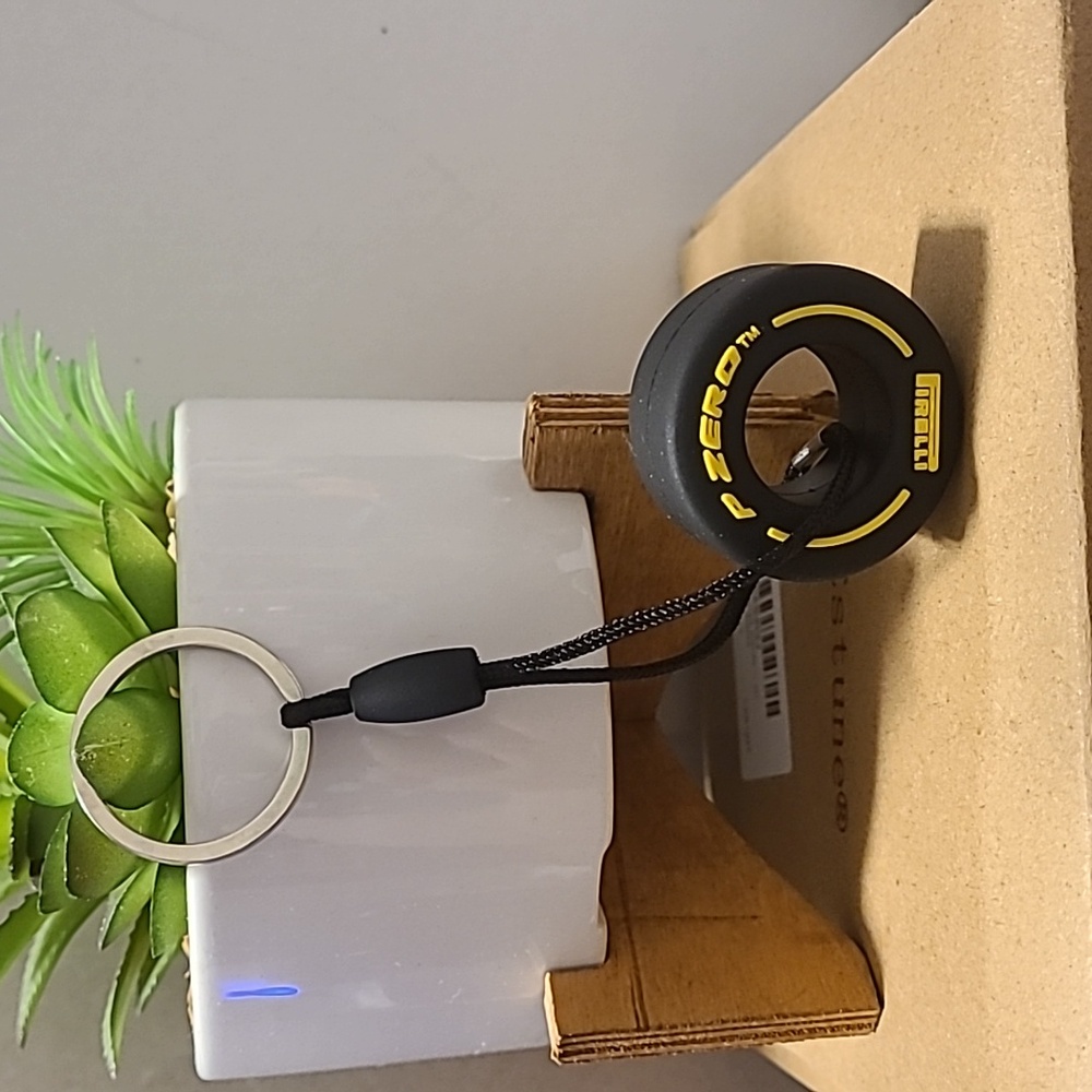 Unbranded Tire Swing Keychain Yellow Trim/Black Tire Unisex NWOT Auto Office Fun